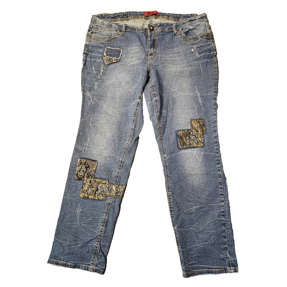 ZANA DI Jeans Womens 22W Blue Tapered Embroidery Embellished Studs Accents - Picture 1 of 10